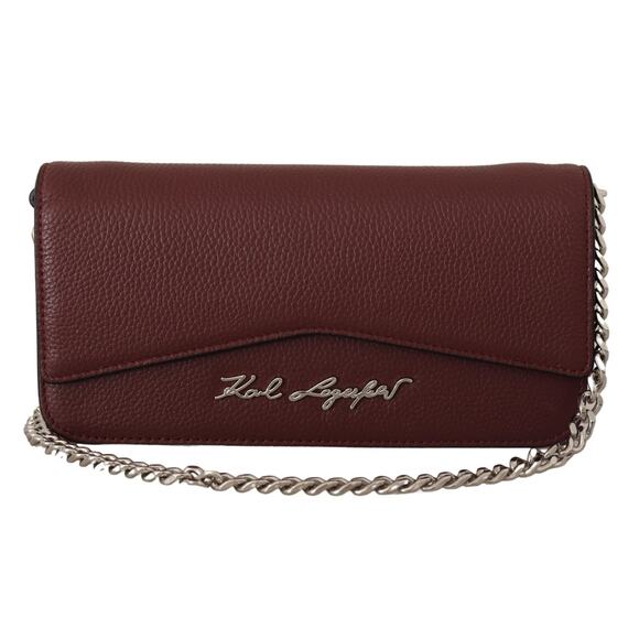 Karl Lagerfeld Elegant Wine Leather Evening Clutch - Picture 6 of 8